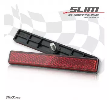 Reflektor "Slim" rot Rückstrahler mit Halteschraube M5 E-geprüft 100 x 13mm